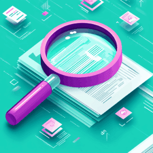 a magnifying glass hovering over digital documents